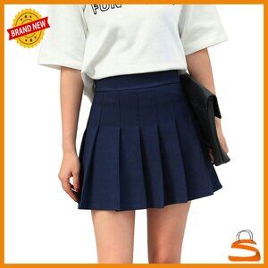 High Waist Pleated Skater Tennis Skirt with Inner Shorts Size 4